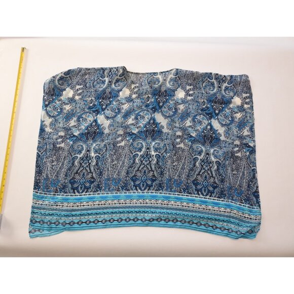 Chicos Blue Paisley Sheer Boho Blouse Size S M Tassel Tie Top Katran - Picture 8 of 11